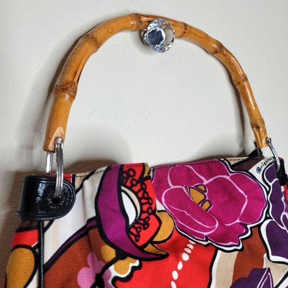 Brighton Baylyn Floral Canvas Shoulder Bag W/ Bamboo Handle - Picture 5 of 15